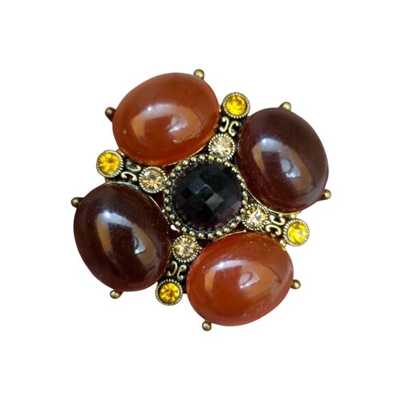 Vintage Jeweled Acrylic Brooch (A7862) - Picture 1 of 5